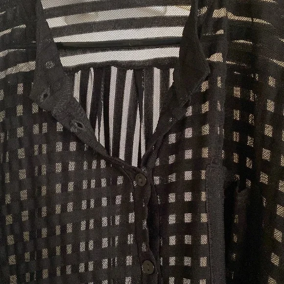 Seductions Transparent Black Baggy Blouse Size XS - Picture 3 of 5